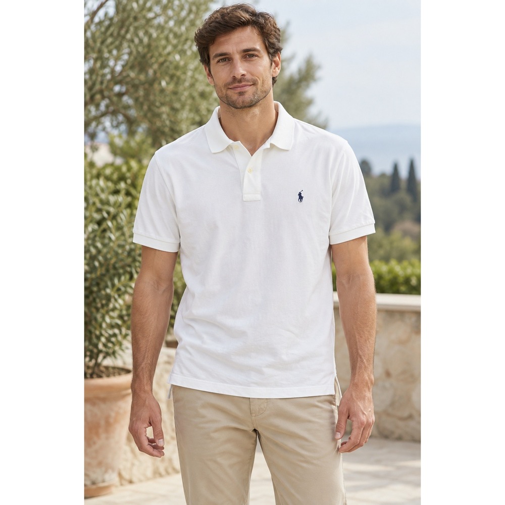 Polo Ralph Lauren Mens 3XB Big White Short Sleeve Pique Polo Shirt Navy Pony